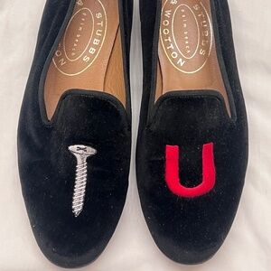 Stubbs & Wootton-  Screw U -  College Black Velvet Slipper 8.5